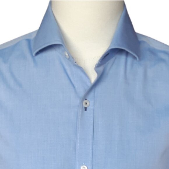 Grafton 1853 SZ 15R 100% Cotton 2 Ply Blue Men's Button Up Dress Shirt - Picture 13 of 13